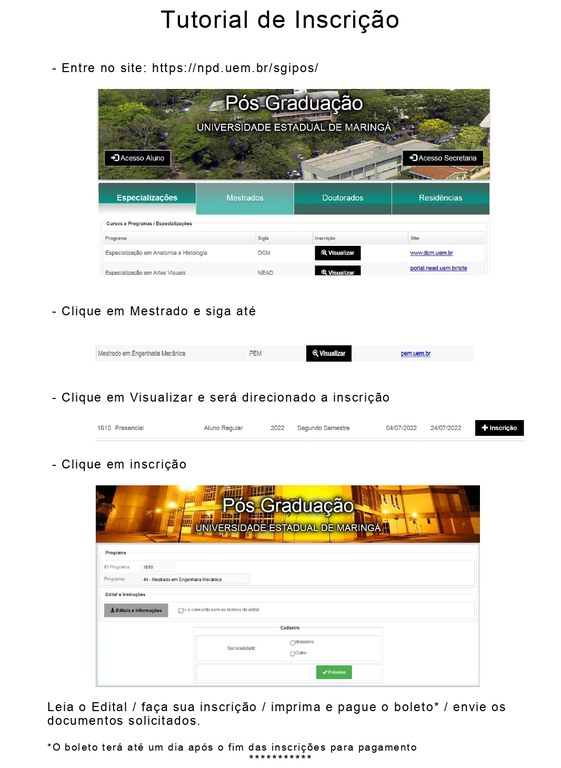 Tutorial de Inscrição